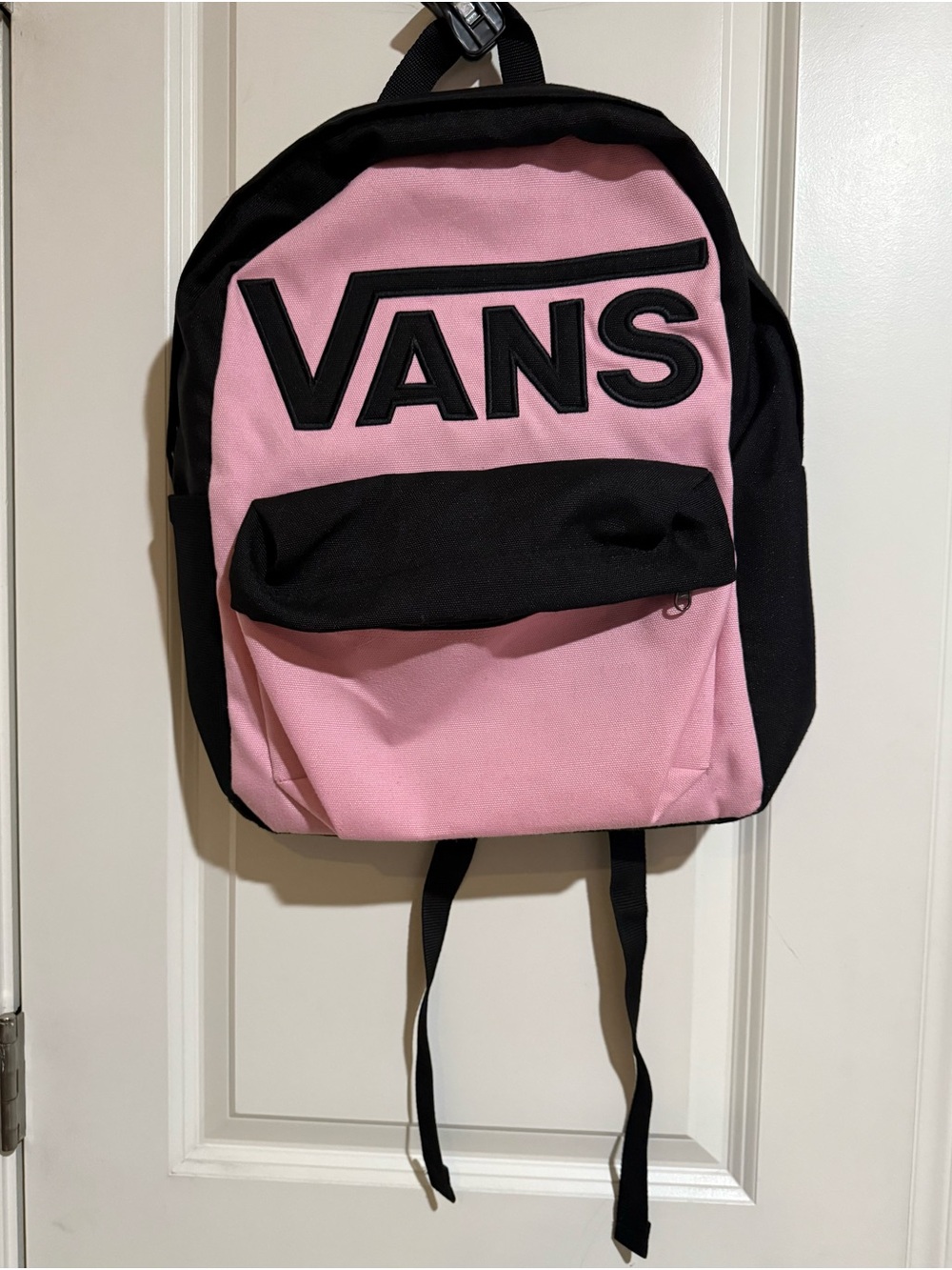 Vans pink and black backpack- checkered inside- water bottle pouch